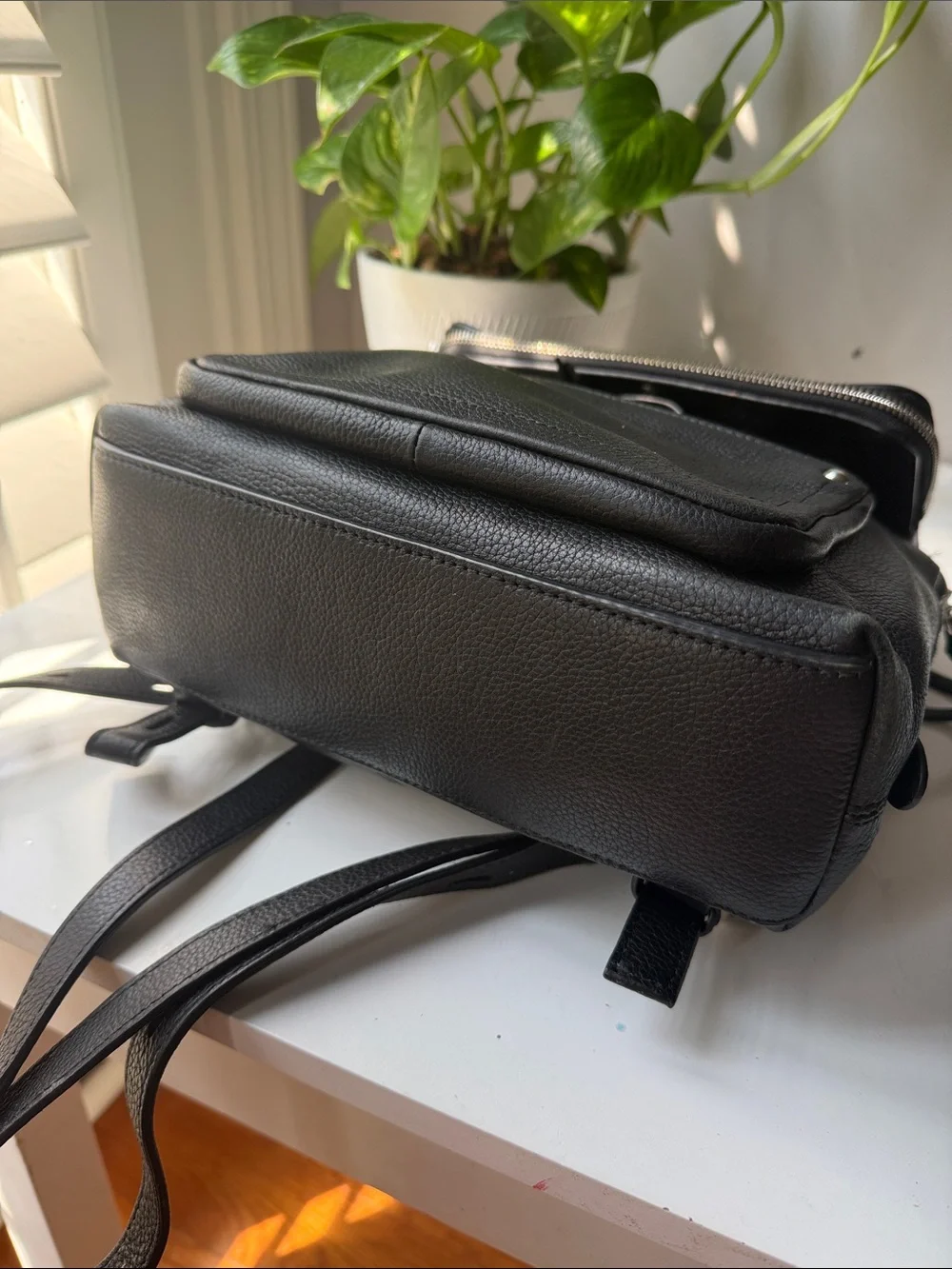 Lodis Black Leather Convertible Top-Handle Backpack